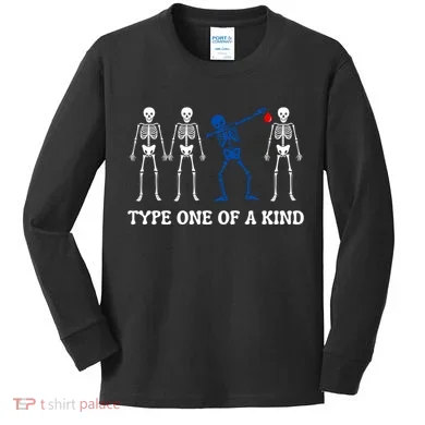 Funny Diabetes Dancing Skeleton Kids Long Sleeve Shirt