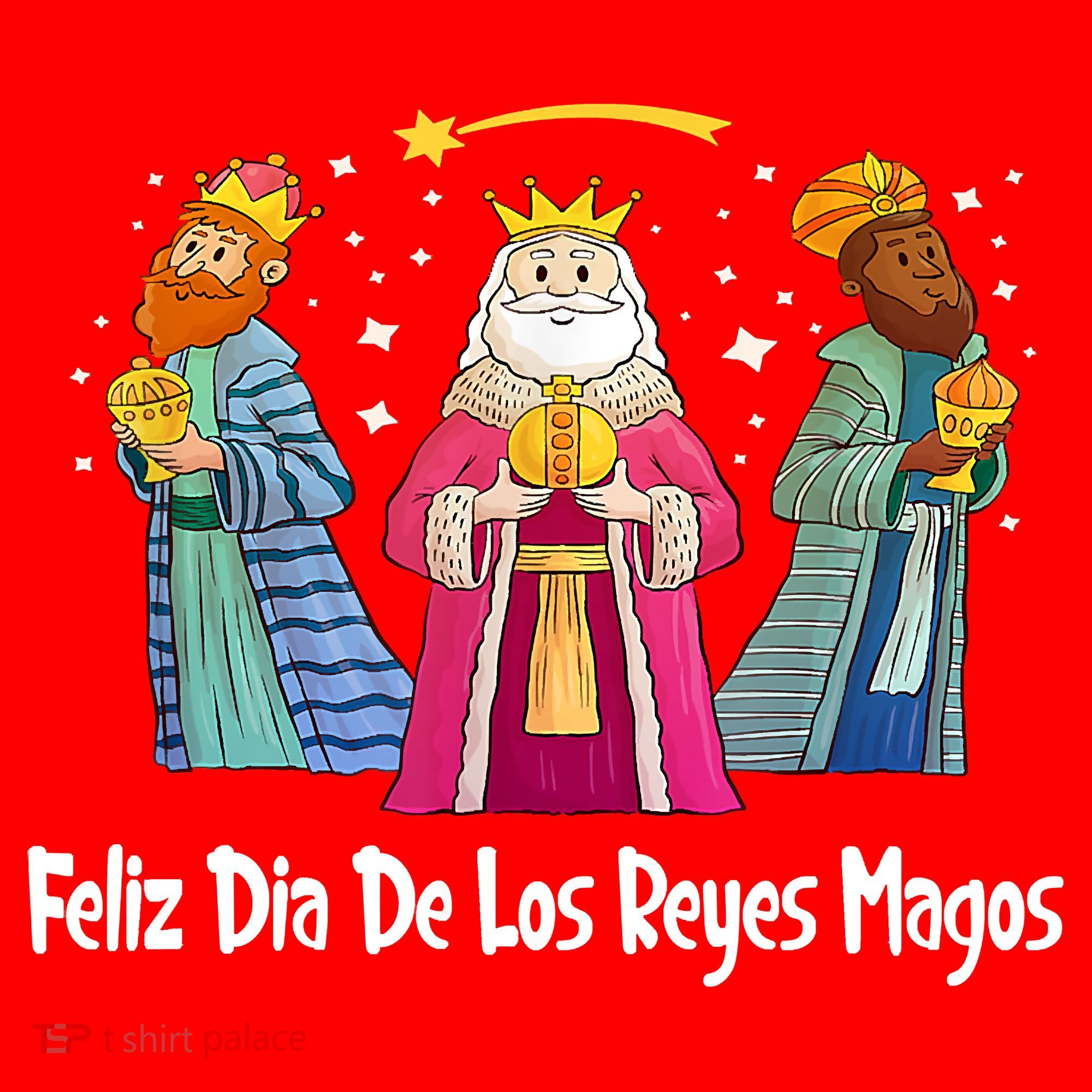 Feliz Dia De Reyes Day Wise Three Kings Tee Happy Epiphany Santa Hat