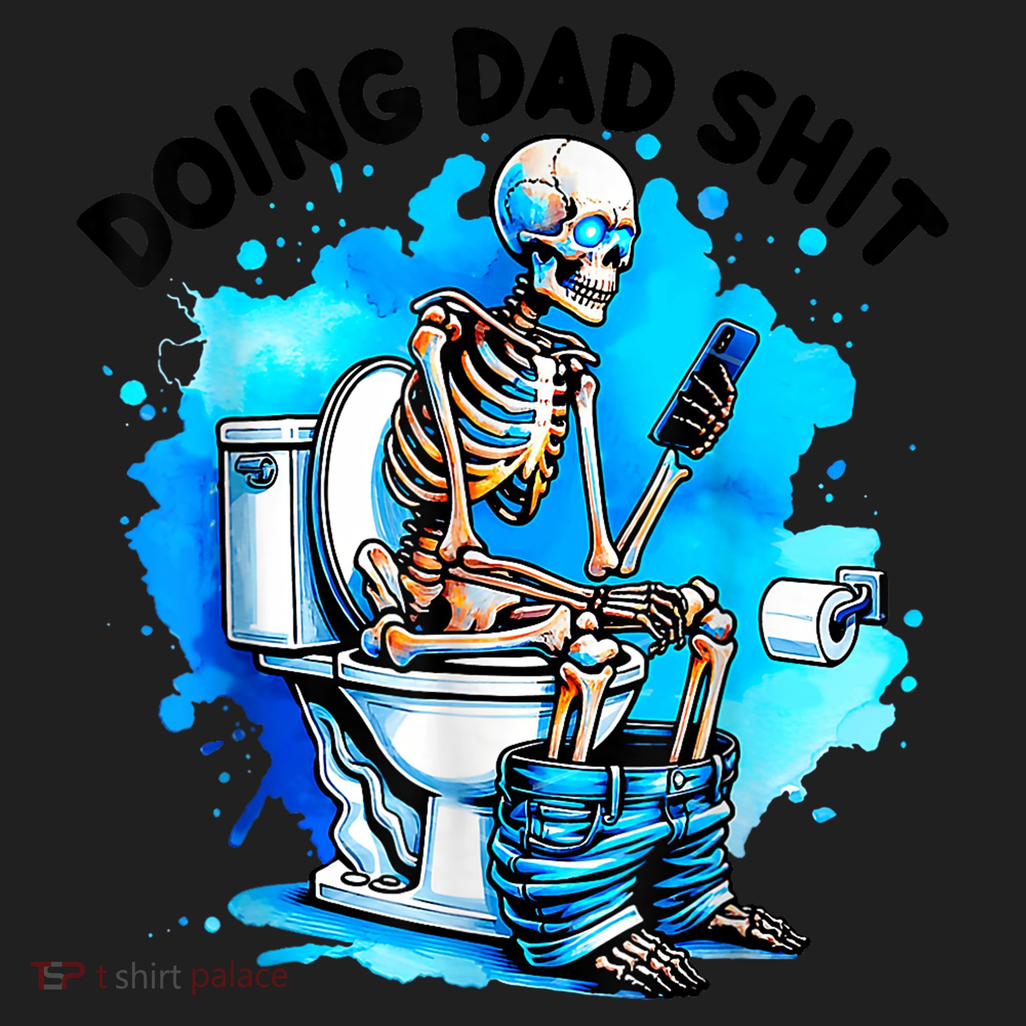 Funny Doing Dad Shit Skeleton Toilet Gift For Dad Women's Sweatshirt