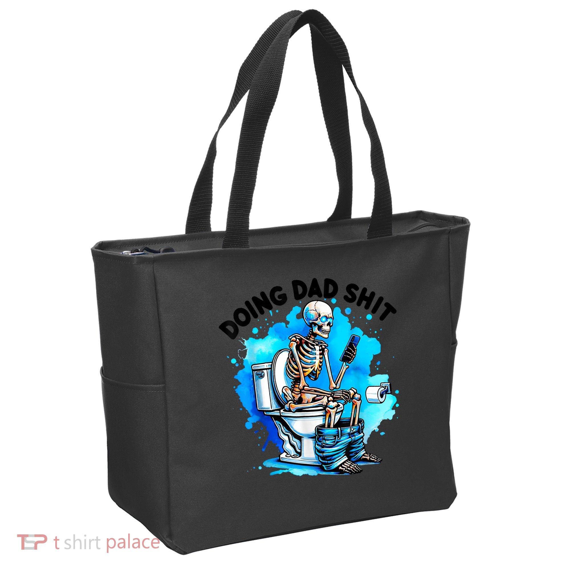 Funny Doing Dad Shit Skeleton Toilet Gift For Dad Tote Bag