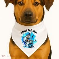 Funny Doing Dad Shit Skeleton Toilet Gift For Dad USA-Made Doggie Bandana thumb 1
