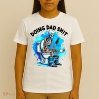 Funny Doing Dad Shit Skeleton Toilet Gift For Dad T-Shirt thumb 4