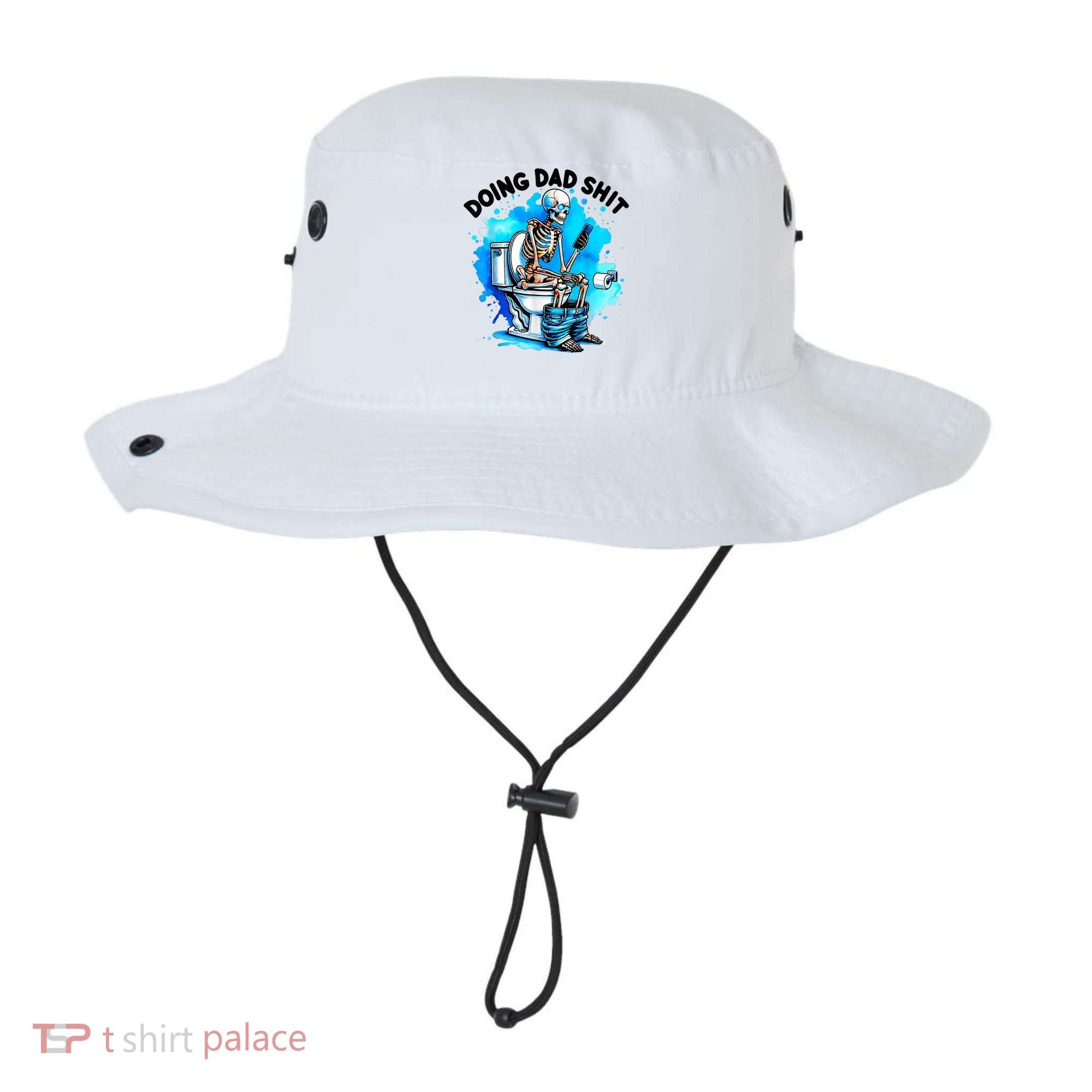 Funny Doing Dad Shit Skeleton Toilet Gift For Dad Bucket Hat