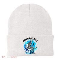 Funny Doing Dad Shit Skeleton Toilet Gift For Dad Beanie thumb 0