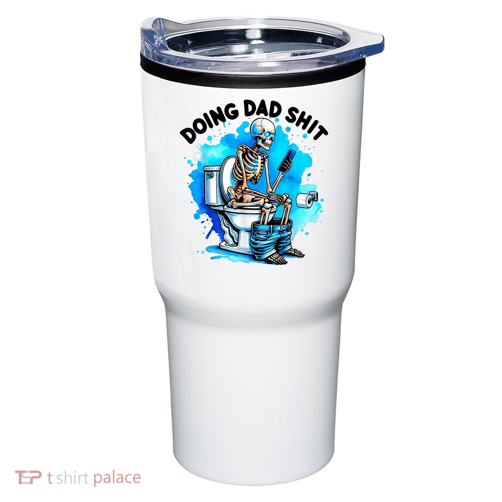 Funny Doing Dad Shit Skeleton Toilet Gift For Dad Tumbler
