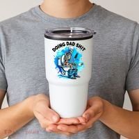 Funny Doing Dad Shit Skeleton Toilet Gift For Dad Tumbler thumb 2