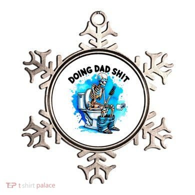 Funny Doing Dad Shit Skeleton Toilet Gift For Dad Ornament