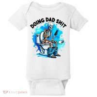 Funny Doing Dad Shit Skeleton Toilet Gift For Dad Baby Bodysuit thumb 0