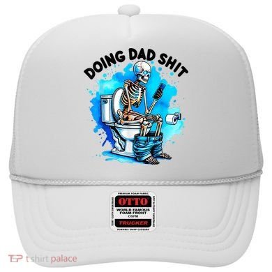 Funny Doing Dad Shit Skeleton Toilet Gift For Dad Hat