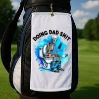 Funny Doing Dad Shit Skeleton Toilet Gift For Dad Golf Towel thumb 2