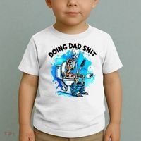 Funny Doing Dad Shit Skeleton Toilet Gift For Dad Toddler T-Shirt thumb 2