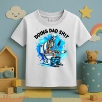 Funny Doing Dad Shit Skeleton Toilet Gift For Dad Toddler T-Shirt thumb 3