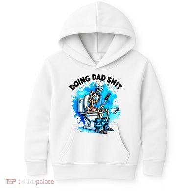 Funny Doing Dad Shit Skeleton Toilet Gift For Dad Kids Hoodie
