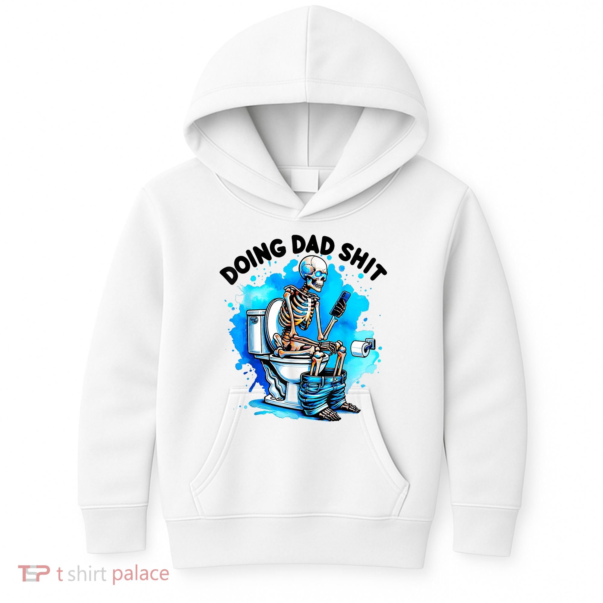 Funny Doing Dad Shit Skeleton Toilet Gift For Dad Kids Hoodie