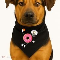funny Dunking Donut Hole Food Champ USA-Made Doggie Bandana thumb 1