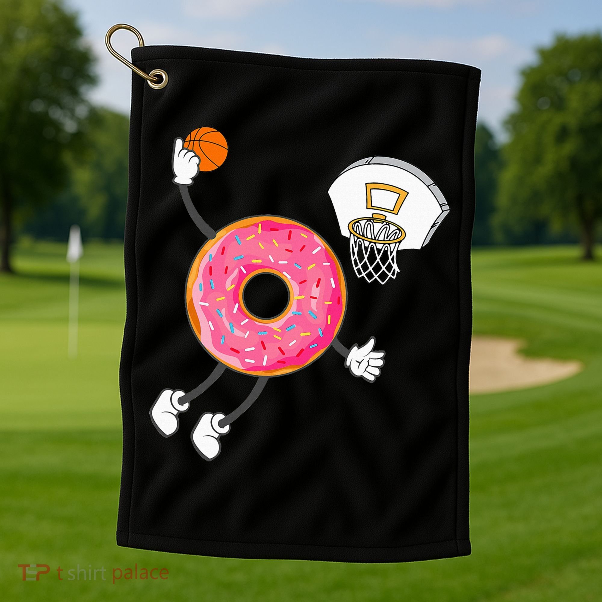 funny Dunking Donut Hole Food Champ Golf Towel