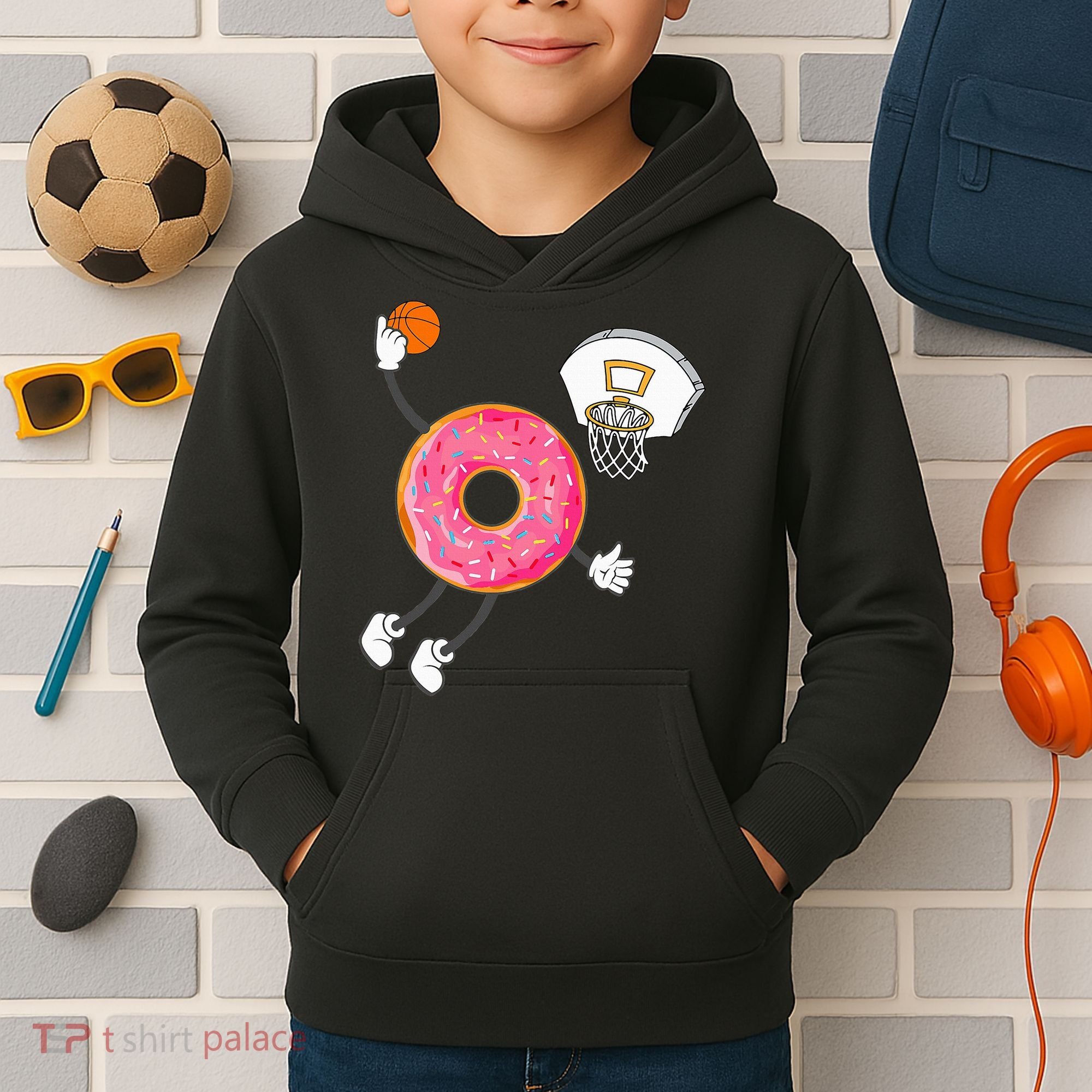 funny Dunking Donut Hole Food Champ Kids Hoodie