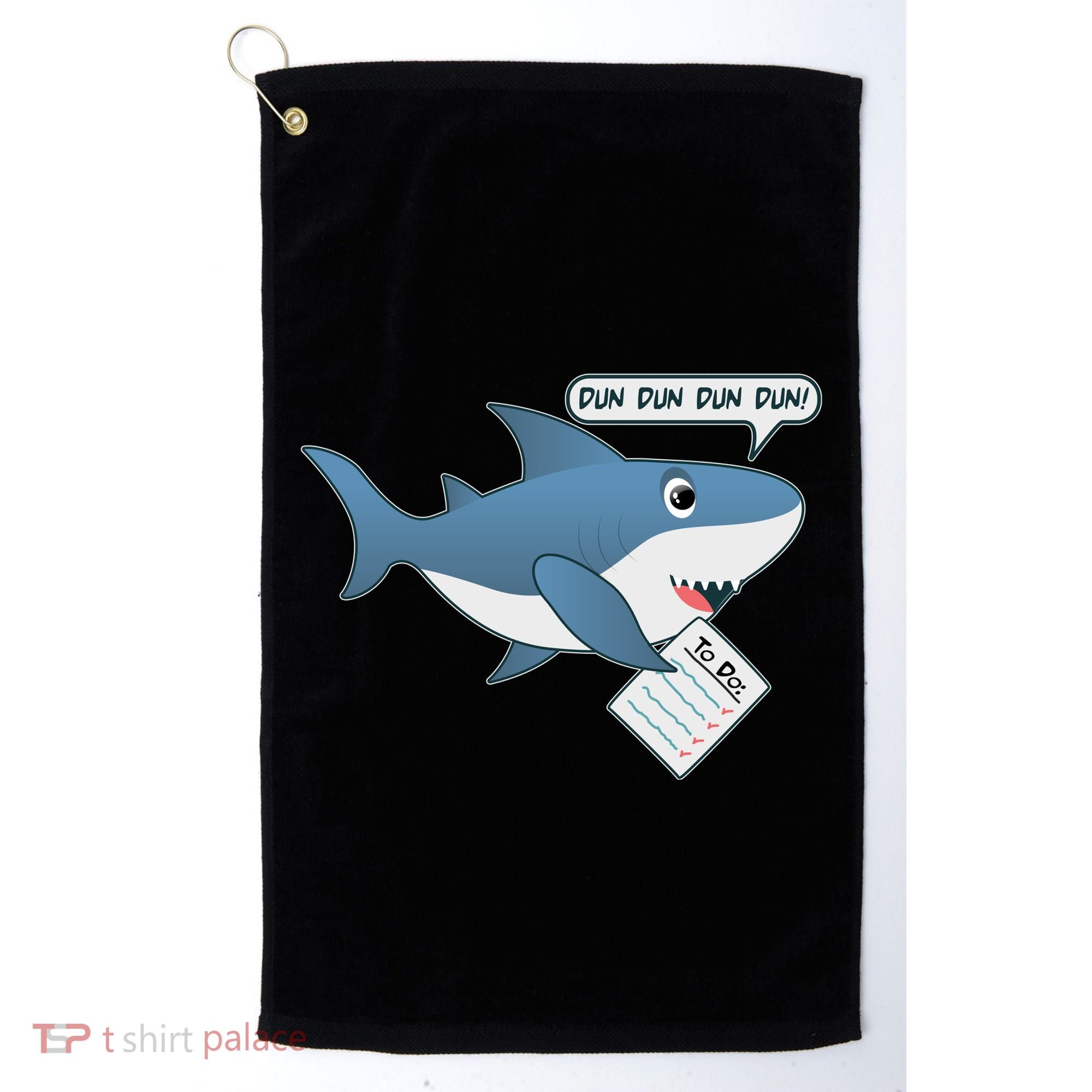 Funny Dun Dun To Do List Shark Golf Towel