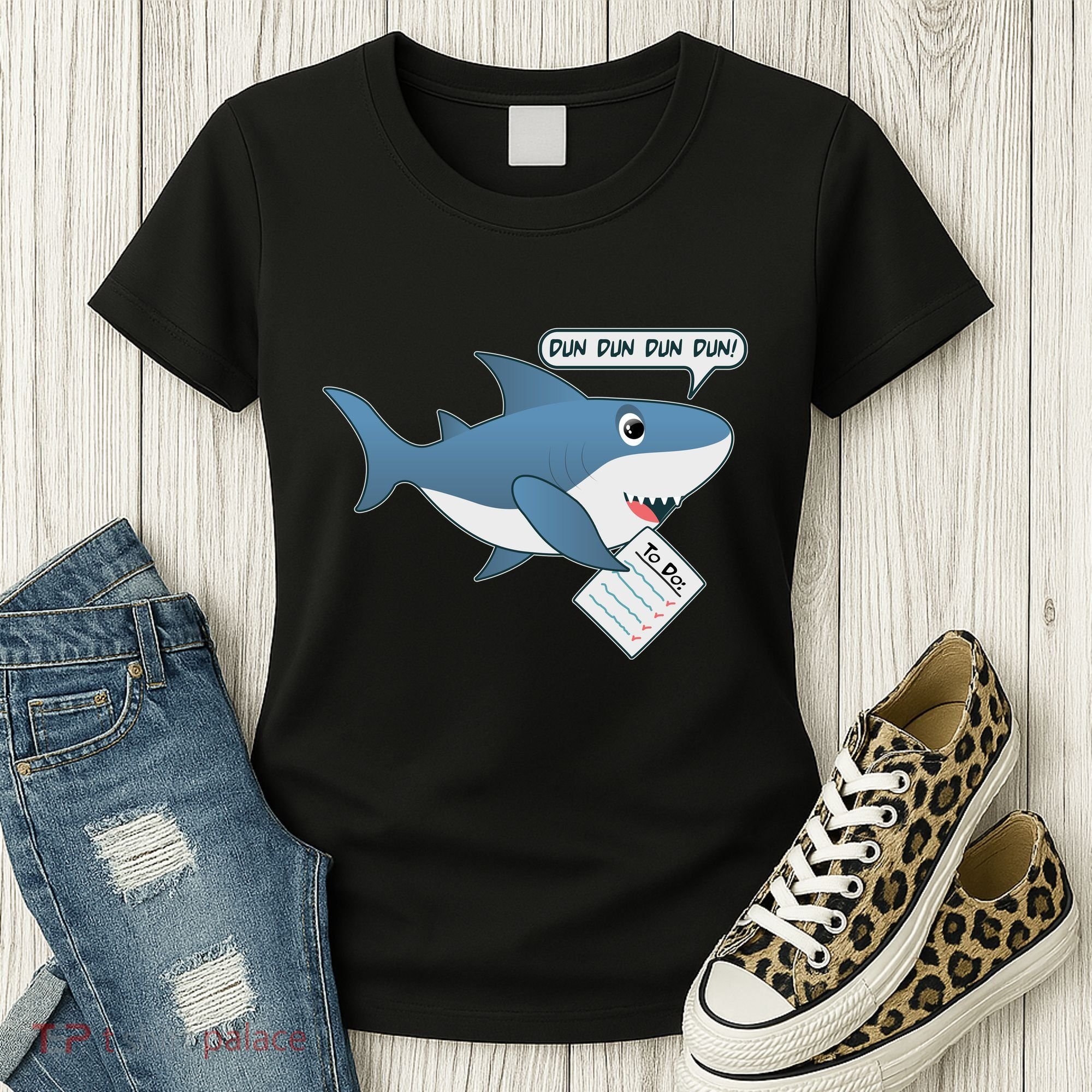 Funny Dun Dun To Do List Shark Women's T-Shirt