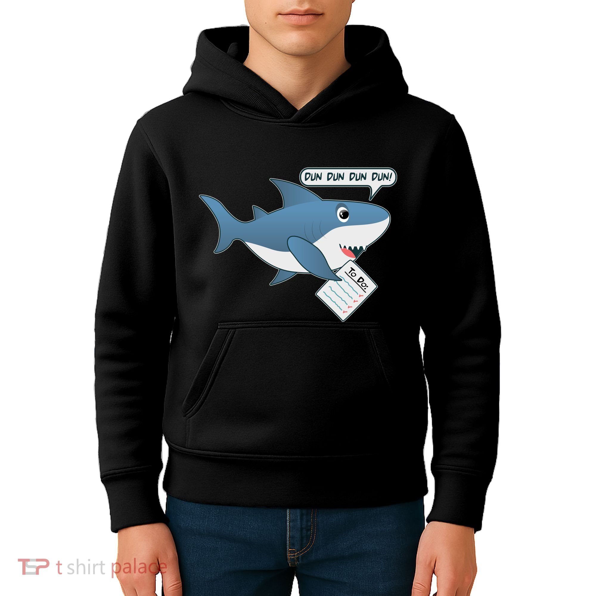 Funny Dun Dun To Do List Shark Kids Hoodie