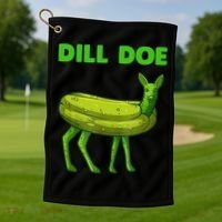 Funny Dill Doe Women Deer Green Dill Pickle Veggie Lover Golf Towel thumb 1