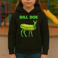 Funny Dill Doe Women Deer Green Dill Pickle Veggie Lover Kids Hoodie thumb 3