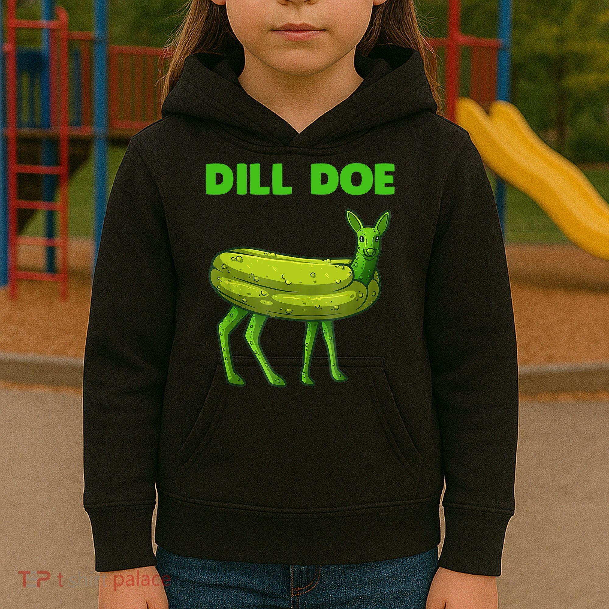 Funny Dill Doe Women Deer Green Dill Pickle Veggie Lover Kids Hoodie