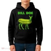 Funny Dill Doe Women Deer Green Dill Pickle Veggie Lover Kids Hoodie thumb 4