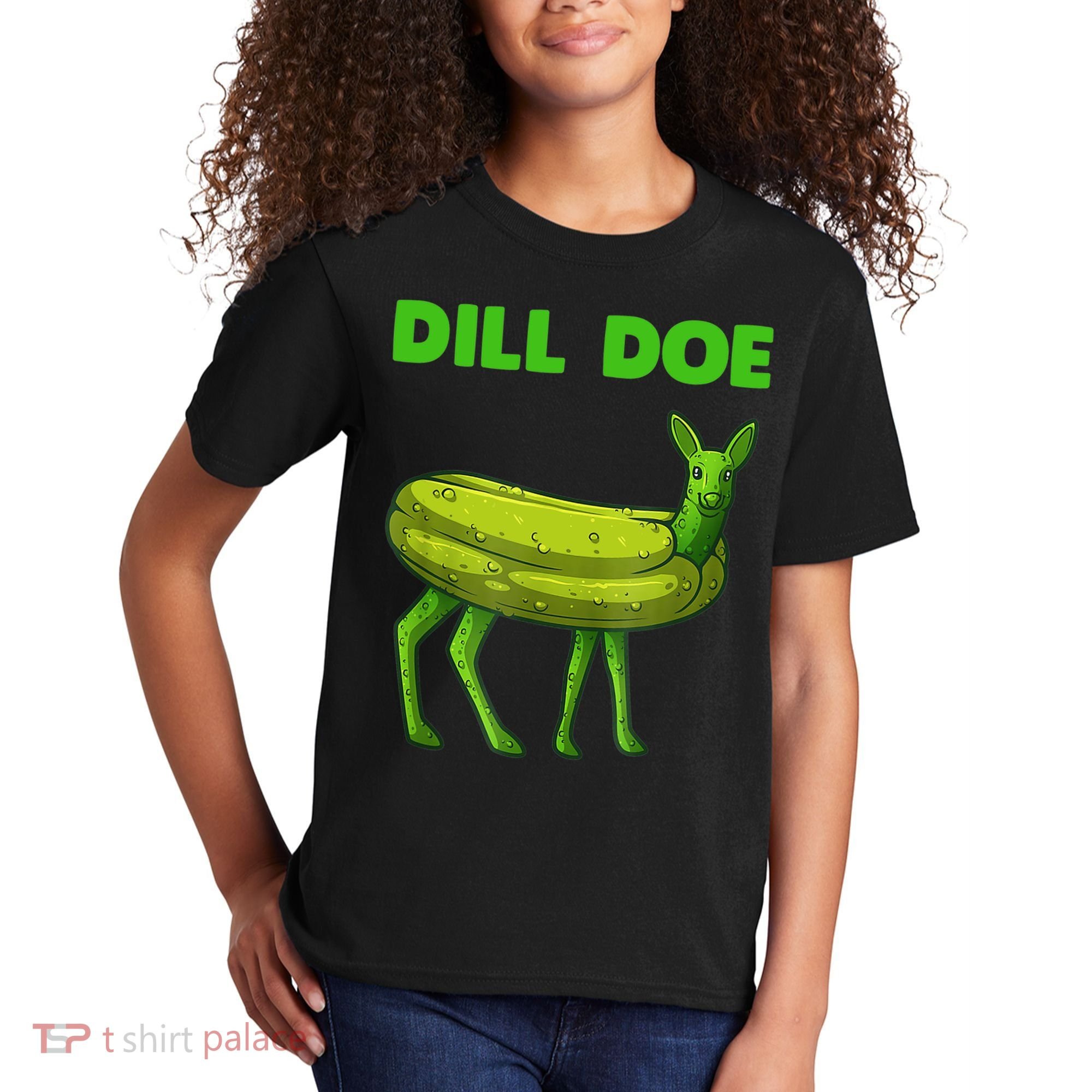 Funny Dill Doe Women Deer Green Dill Pickle Veggie Lover Kids T-Shirt