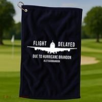 Flight Delayed Due To Hurricane Brandon #LetsGoBrandon Golf Towel thumb 1