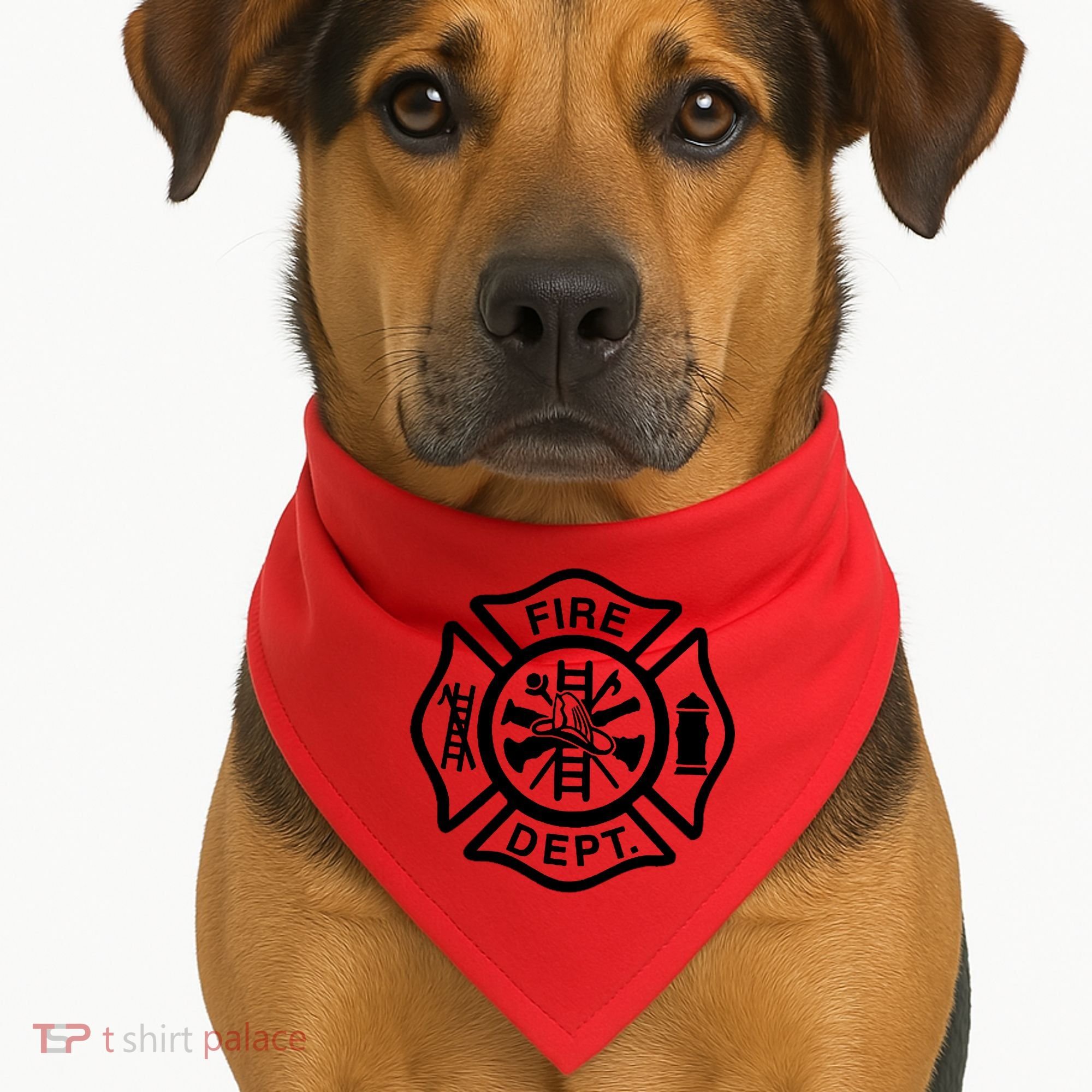 Fire Dept Emblem Badge Firefighter Logo USA-Made Doggie Bandana