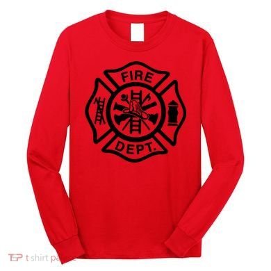 Fire Dept Emblem Badge Firefighter Logo Long Sleeve Shirt