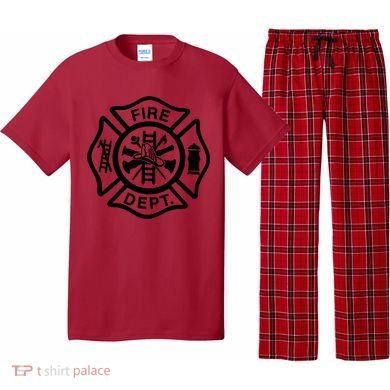 Fire Dept Emblem Badge Firefighter Logo Pajama Set