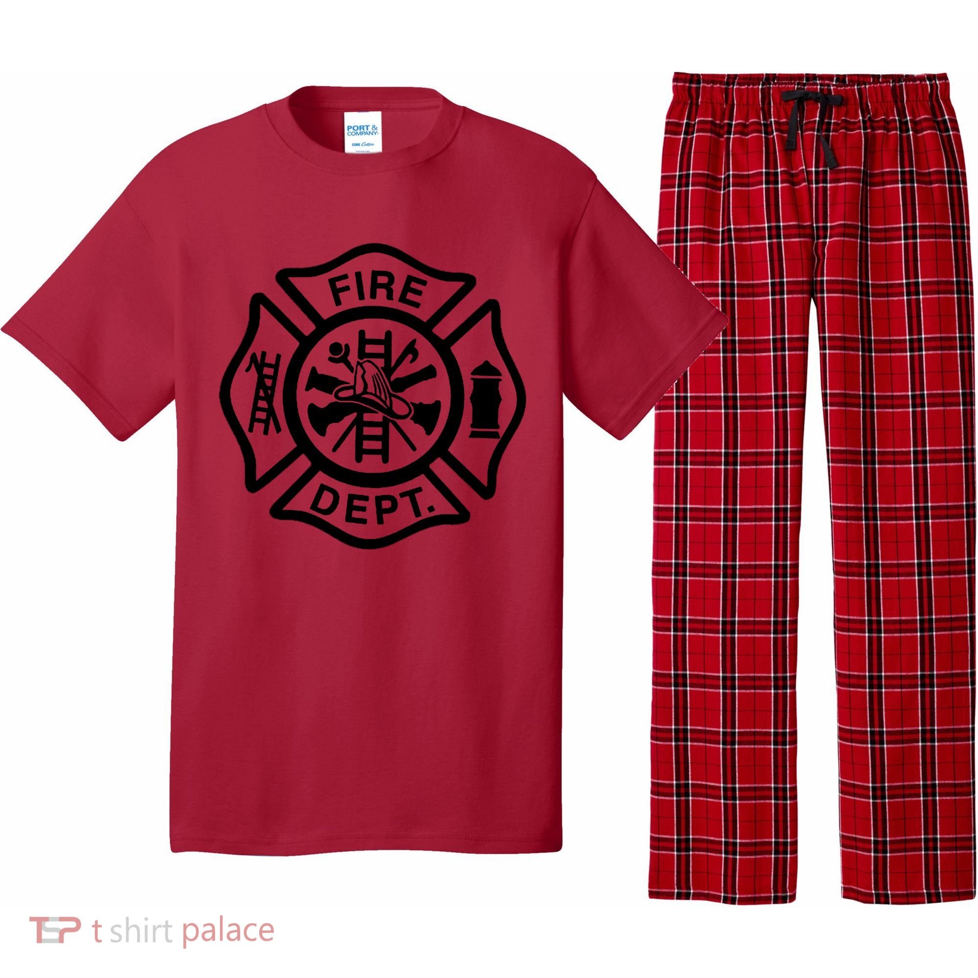 Fire Dept Emblem Badge Firefighter Logo Pajama Set