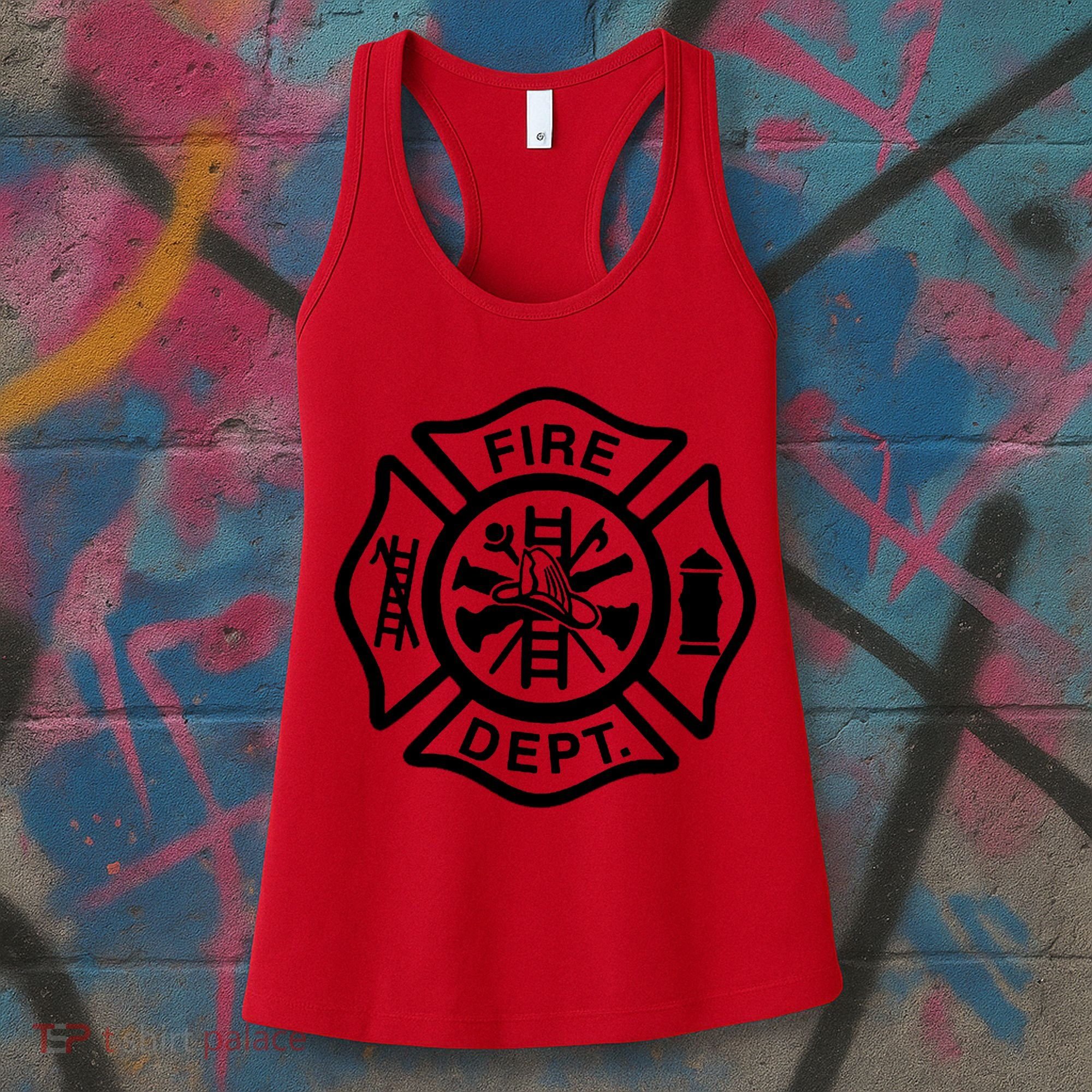 Fire Dept Emblem Badge Firefighter Logo Women's Tank Top