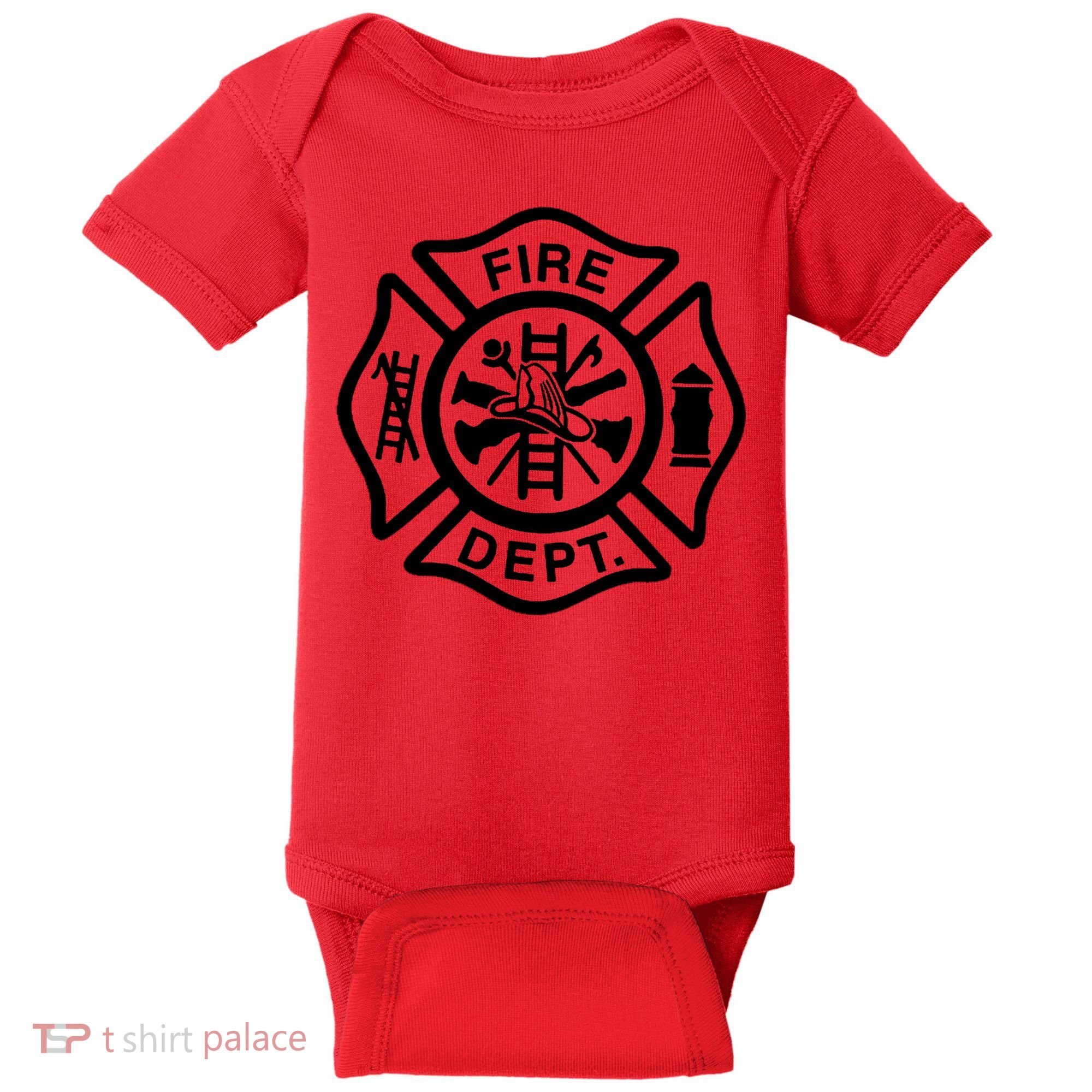 Fire Dept Emblem Badge Firefighter Logo Baby Bodysuit