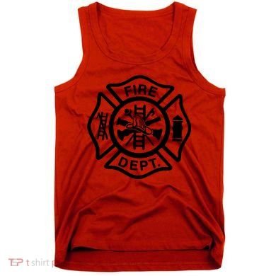 Fire Dept Emblem Badge Firefighter Logo Tank Top