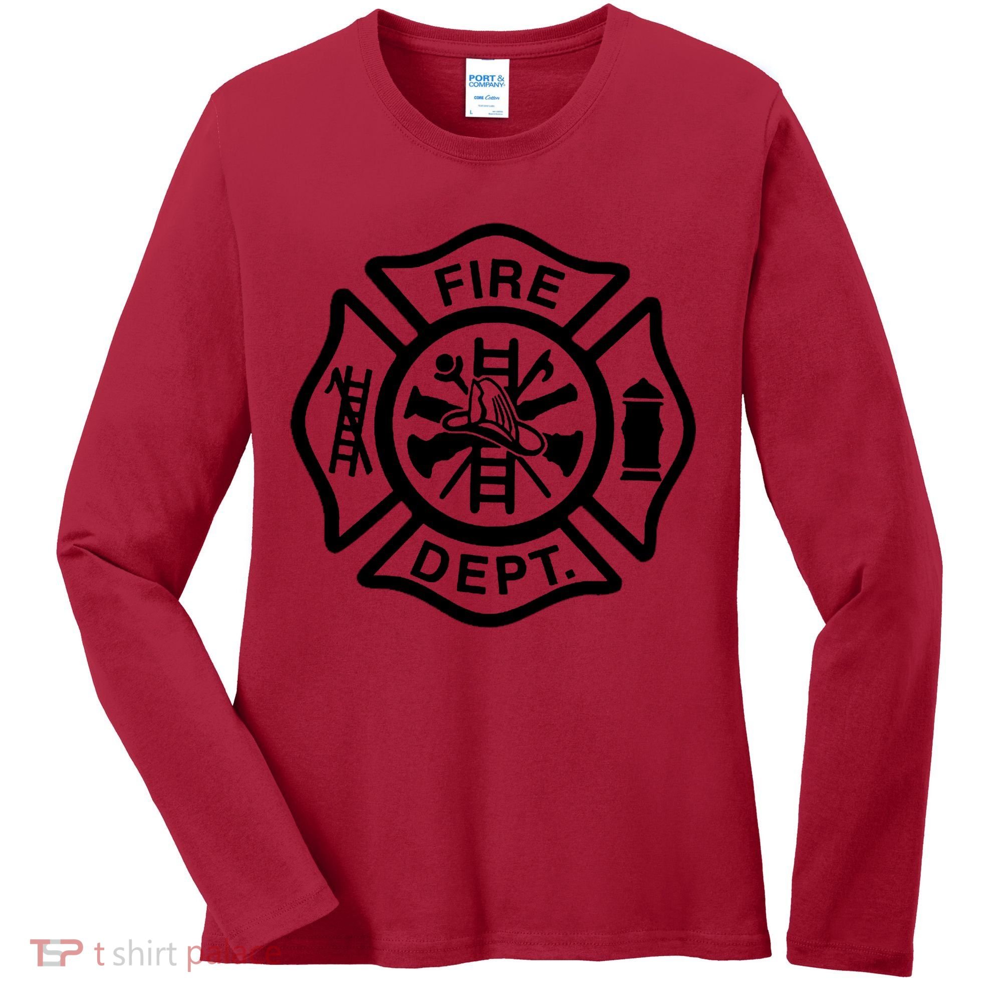 Fire Dept Emblem Badge Firefighter Logo Women's Long Sleeve Shirt