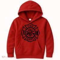 Fire Dept Emblem Badge Firefighter Logo Kids Hoodie thumb 0
