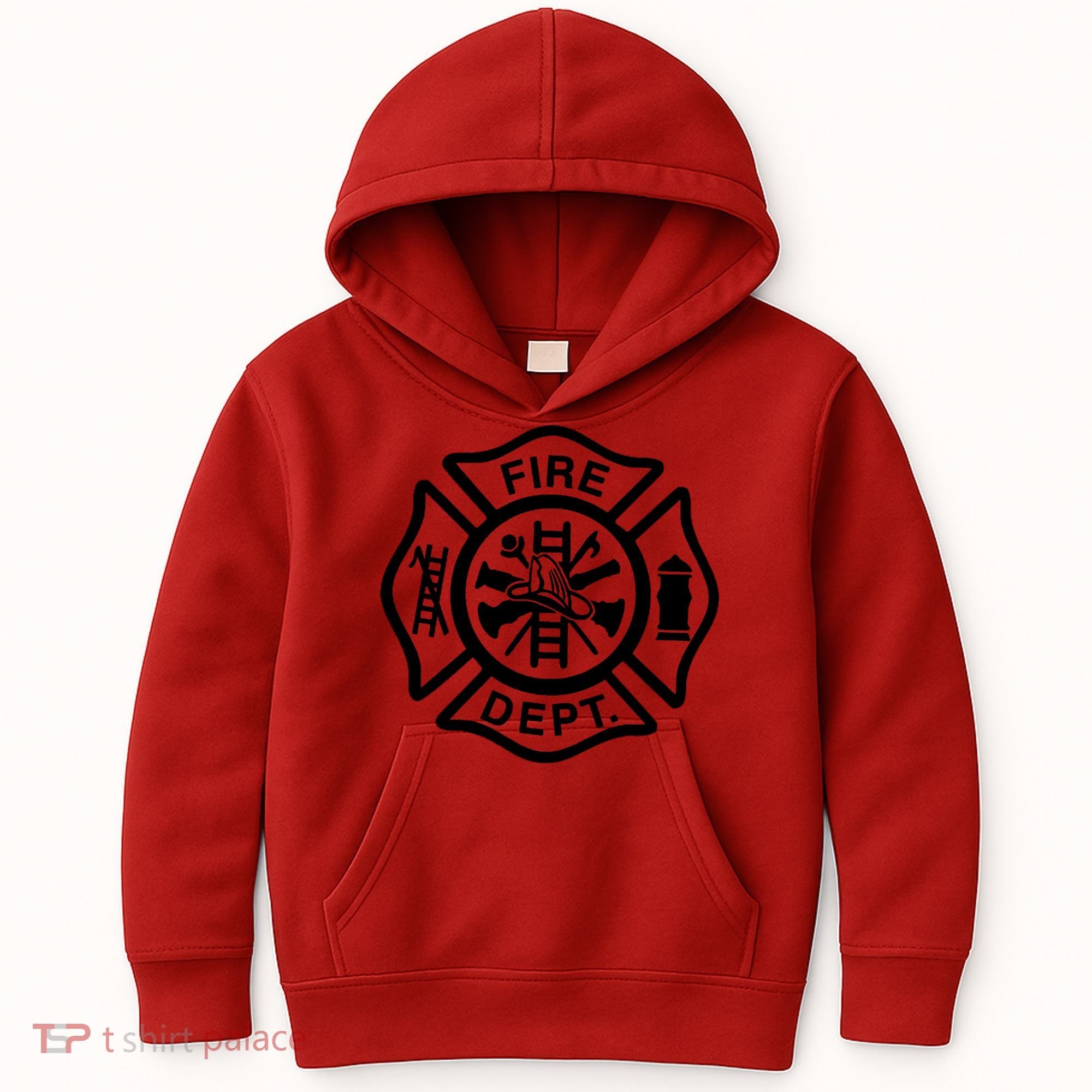 Fire Dept Emblem Badge Firefighter Logo Kids Hoodie