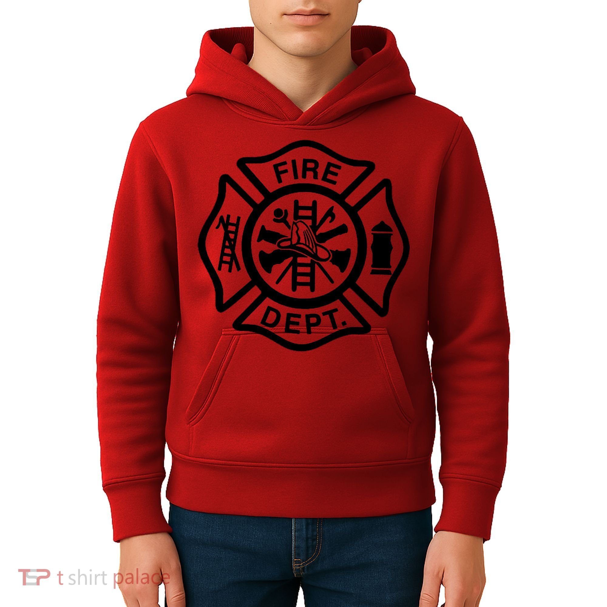 Fire Dept Emblem Badge Firefighter Logo Kids Hoodie