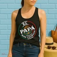 Fathers Day El Papa Mas Chingon Funny Mexican Dad Spanish Women's Tank Top thumb 2