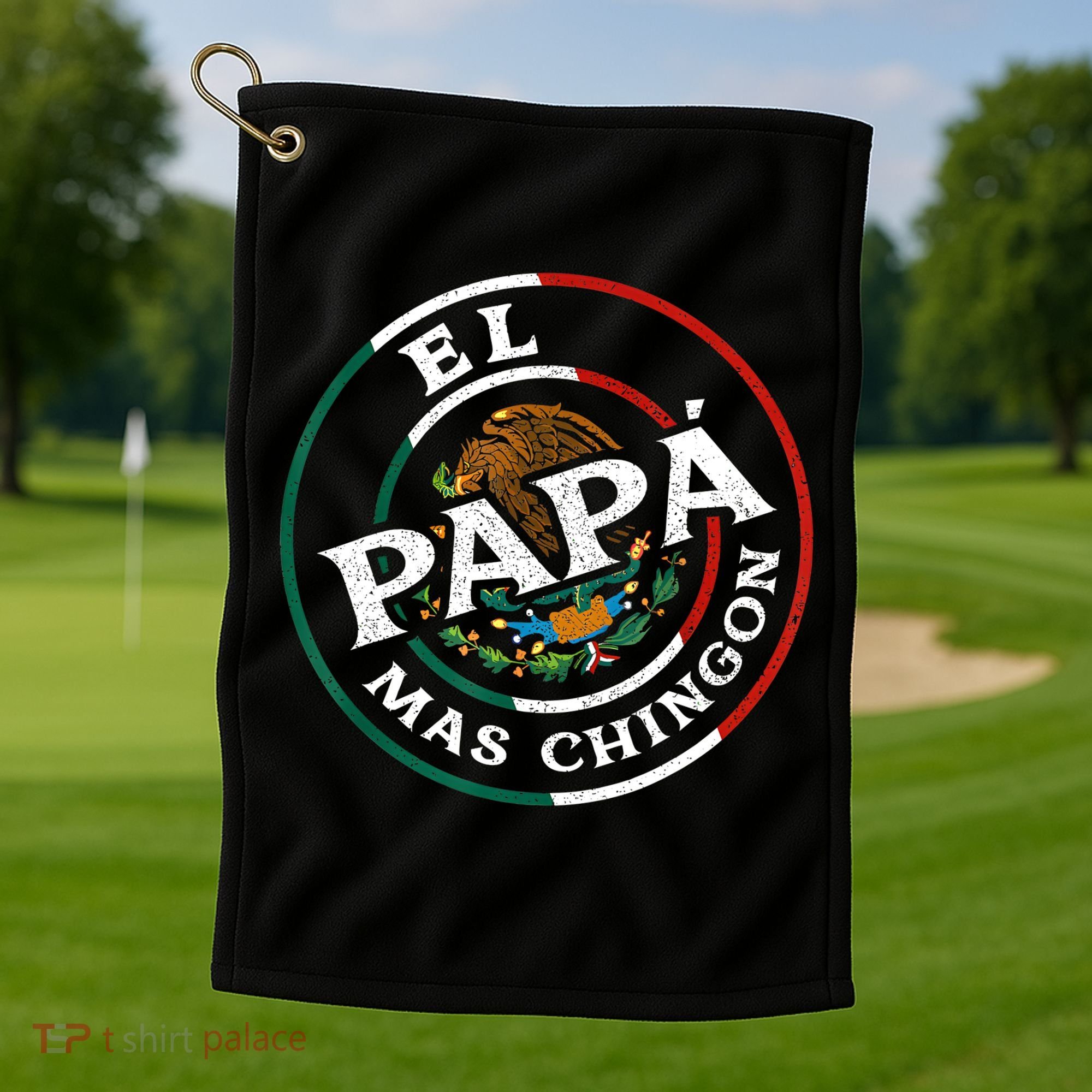 Fathers Day El Papa Mas Chingon Funny Mexican Dad Spanish Golf Towel