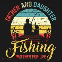 Father Daughter Fishing Partner For Life Retro Matching Dad Apron thumb 3