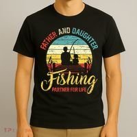 Father Daughter Fishing Partner For Life Retro Matching Dad T-Shirt thumb 3