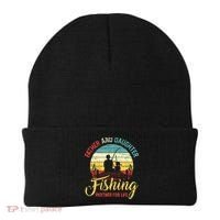 Father Daughter Fishing Partner For Life Retro Matching Dad Beanie thumb 0