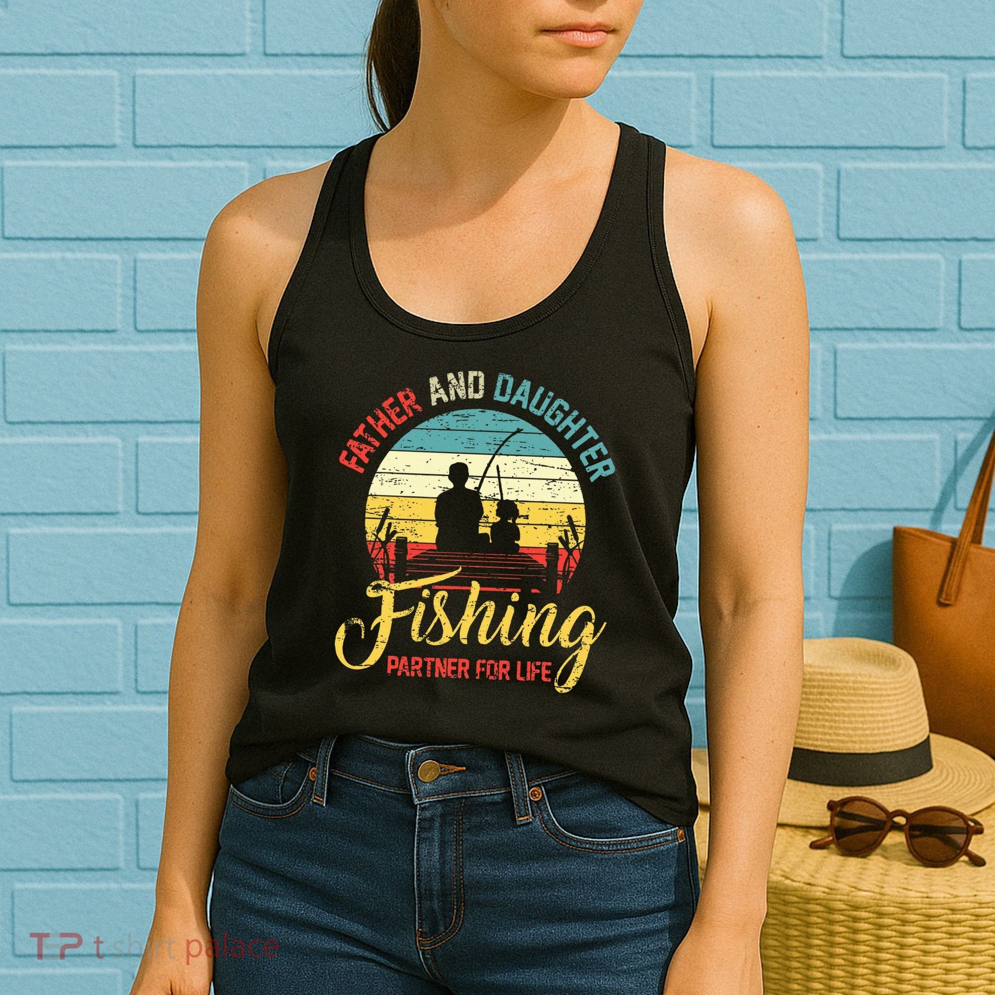 Father Daughter Fishing Partner For Life Retro Matching Dad Women's Tank Top