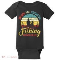 Father Daughter Fishing Partner For Life Retro Matching Dad Baby Bodysuit thumb 0