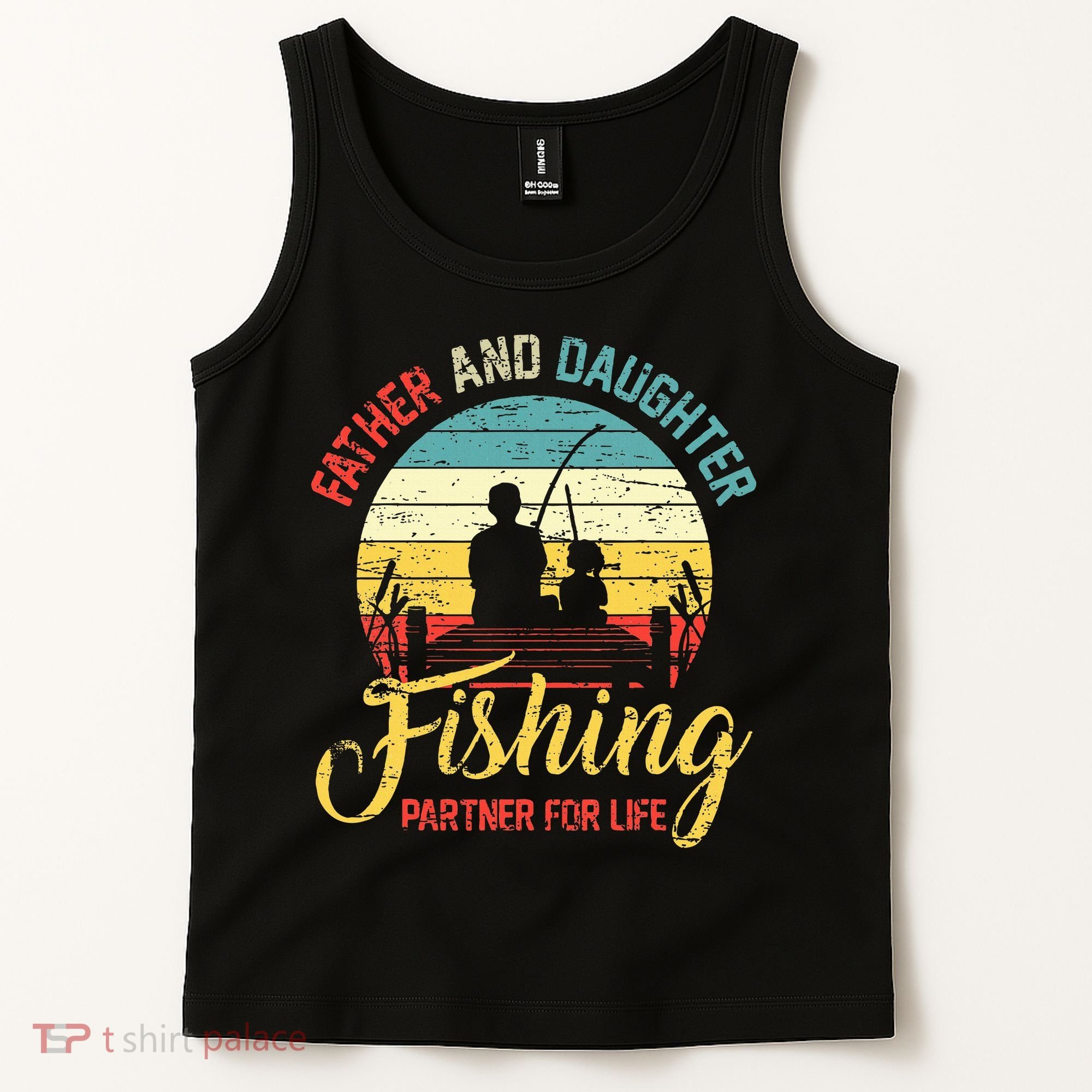 Father Daughter Fishing Partner For Life Retro Matching Dad Tank Top