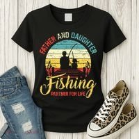 Father Daughter Fishing Partner For Life Retro Matching Dad Women's T-Shirt thumb 3